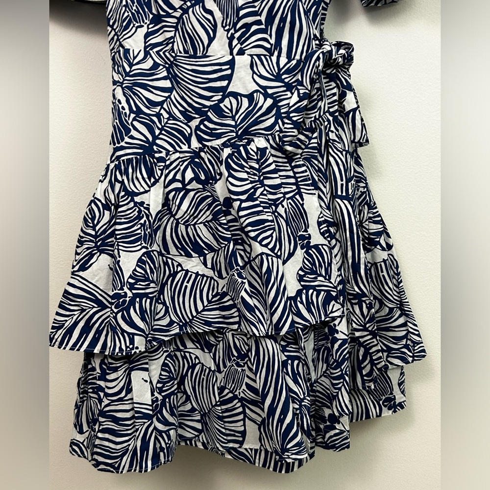 NWT Lilly Pulitzer Alexandria Elbow Sleeve Aegean Navy Beach Path Wrap Dress‎ 12 - Picture 8 of 8